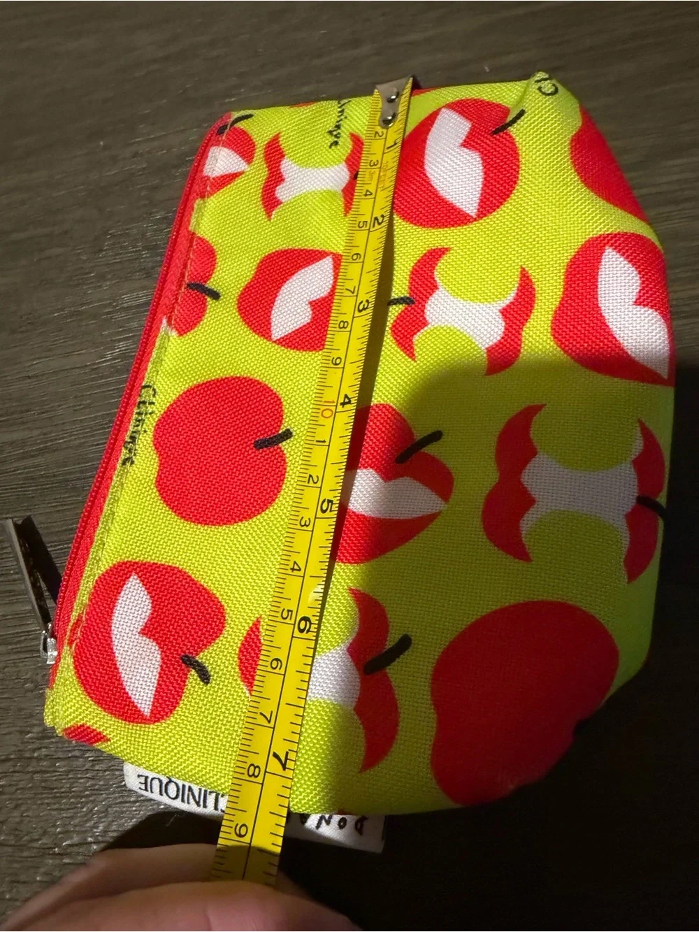 Clinique Yellow Canvas Pouch‎ with Red Apple Motif